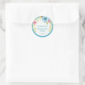 スウィート ピンク ブルー ボヘミアンフラワーバチェロレッテパーティー ラウンドシール (バッグ)