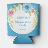 スウィート ピンク ブルー ボヘミアンフラワー バチェロレッテパーティー 缶クーラー (正面)