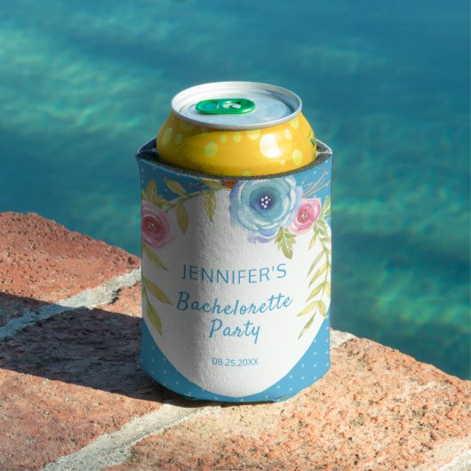 スウィート ピンク ブルー ボヘミアンフローラル バチェロレッテパーティー 缶クーラー (インサイチュ プール)