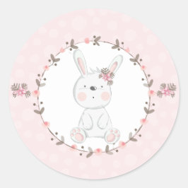スウィート ピンク ベイビー バニー フラワーズ ラウンドシール
