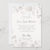 スウィート フローラル スケッチ | 写真付きの洗礼式招待状 招待状 (正面)