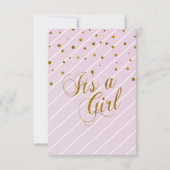 スウィート ベイビー ピンク & ゴールド コンフェッティ | ベビーシャワー 招待状 (裏面)