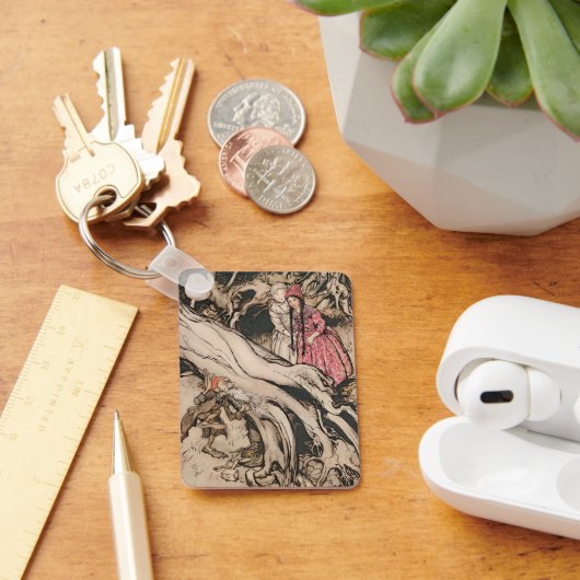 スウィート・ホワイトとローズ・レッド(Arthur Rackham画) キーホルダー (デスク)
