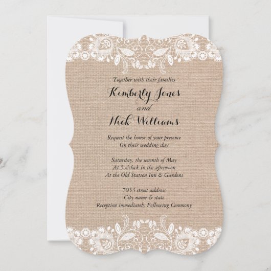 スウィート ホワイト レース バルーン 結婚式招待状 招待状 (正面)