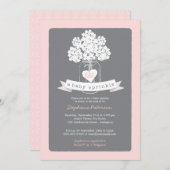 スウィート メイソンジャー ピンク | グレー ベイビースプリンクル 招待状 (正面/裏面)