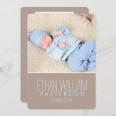 スウィート&モダン男の赤ちゃん誕生のお知らせ 案内状 (正面/裏面)