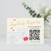 スウィート モダン スクリプト コケット ボウ レジストリー エンクロージャーカード (スタンド正面)