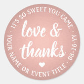 スウィート ラブ&サンクス ピンク ローズ ゴールド フェイク フォイル ラウンドシール (正面)