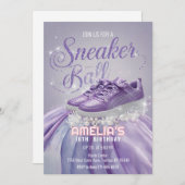 スウィート ラベンダー バースデー スニーカー ボール パーティ 招待状 (正面/裏面)
