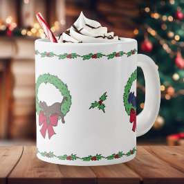 スウィート ラボ パピー コージー クリスマス カスタム ホリデー ジャンボコーヒーマグカップ