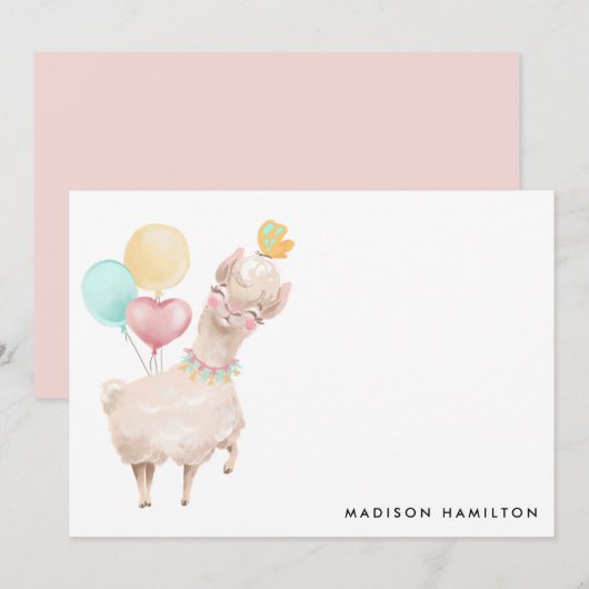 スウィート ラマ カスタマイズ ステーショナリー ノートカード (正面/裏面)