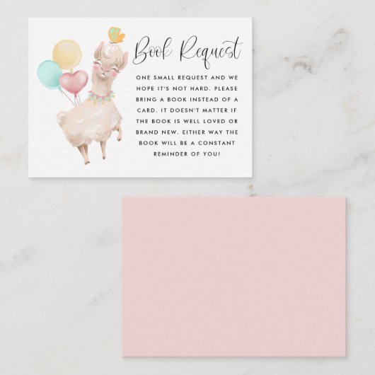 スウィート ラマ ベイビー シャワー ブック リクエスト エンクロージャーカード (正面/裏面)