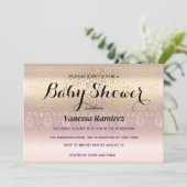 スウィート ローズゴールド ベイビー ギフト 招待状 (スタンド正面)