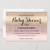 スウィート ローズゴールド ベイビー ギフト 招待状 (正面/裏面)