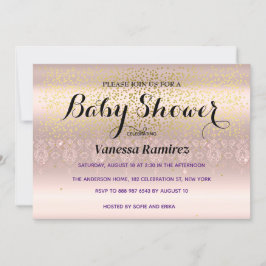 スウィート ローズゴールド ベイビー ギフト 招待状