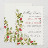 スウィート ワイルドフラワーズ ストロベリー ウェディング シャワー 招待状 (正面/裏面)