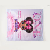 スウィート・ワン エスニックベイビーガール 1歳の誕生日 タペストリー (正面(横))