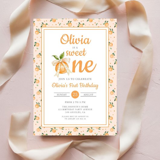 スウィート・ワン オレンジ シトラス 1歳の誕生日 招待状