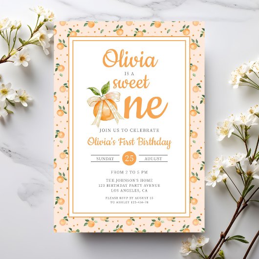 スウィート・ワン オレンジ シトラス 1歳の誕生日 招待状