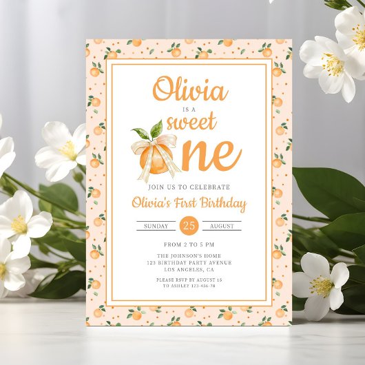 スウィート・ワン オレンジ シトラス 1歳の誕生日 招待状