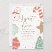 スウィート ワン クリスマス クッキー 1歳の誕生日 招待状 (正面)