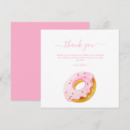スウィート ワン ドーナツ バースデー インビテーション、ピンクのドーナツ サンキューカード
