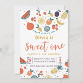スウィート・ワン・フルーツ 1歳の誕生日パーティー招待状 招待状 (正面)