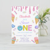 スウィート ワン ベイビー ガール 1歳 誕生日 招待状 (スタンド正面)