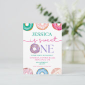 スウィート・ワン 水彩ドーナツ 1歳の誕生日 ポストカード (スタンド正面)