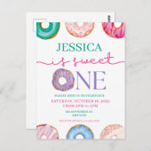 スウィート・ワン 水彩ドーナツ 1歳の誕生日 ポストカード (正面/裏面)