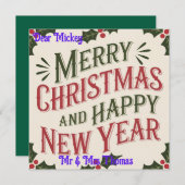 スウィート ヴィンテージ クリスマス & ニューイヤー ホリデー カード (正面/裏面)