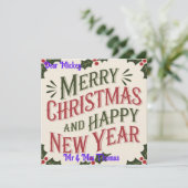 スウィート ヴィンテージ クリスマス & ニューイヤー ホリデー カード (スタンド正面)