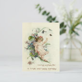 スウィート ヴィンテージ 1908 フラワー ガール バースデー ポストカード (スタンド正面)