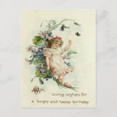 スウィート ヴィンテージ 1908 フラワー ガール バースデー ポストカード (正面)