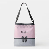 スウィート&洗練されたピンクとグレーのメッセンジャーバッグ クロスボディバッグ (裏面)