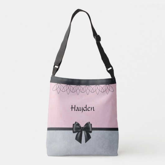 スウィート&洗練されたピンクとグレーのメッセンジャーバッグ クロスボディバッグ (裏面)