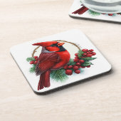 スウィート(鳥)ショウジョウコウカンチョウウィンターホリデー/クリスマスコアスター コースター (左側)