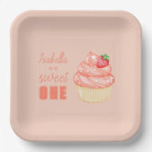 スウィートONE、ピンクの女の子の最初の誕生日パーティー ペーパープレート (正面)