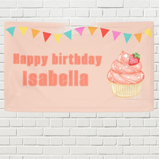 スウィートONE、ピンクの女の子の最初の誕生日パーティー 横断幕