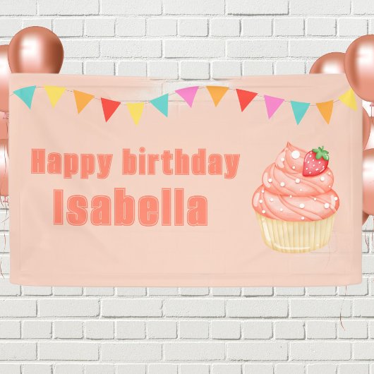 スウィートONE、ピンクの女の子の最初の誕生日パーティー 横断幕