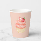 スウィートONE、女の子ピンクの最初の誕生日 紙コップ (裏面)