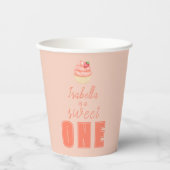 スウィートONE、女の子ピンクの最初の誕生日 紙コップ (正面)