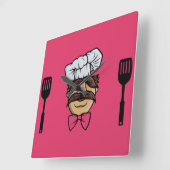 スウェおもしろいーディシェフ スクエア壁時計 (傾斜)