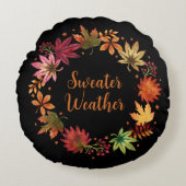 スウェザーウェザーウェザーオータム紅葉リース ラウンドクッション (正面)