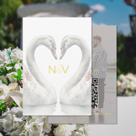 スウェディング・RSVP・QRコードカード（結婚式出欠確認用QRコードカード）- 白鳥のデザイン エンクロージャーカード