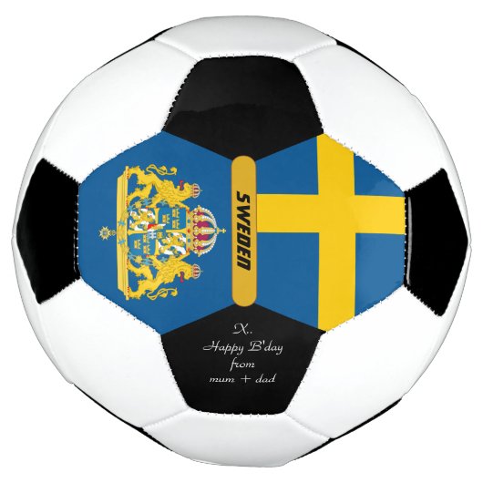 スウェパーソナライズされたーデン国旗とフォトサッカーボール サッカーボール (回転)