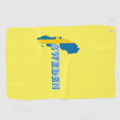 スウェモダンーデンのアートレターマップ国旗の土産 ゴルフタオル (横)