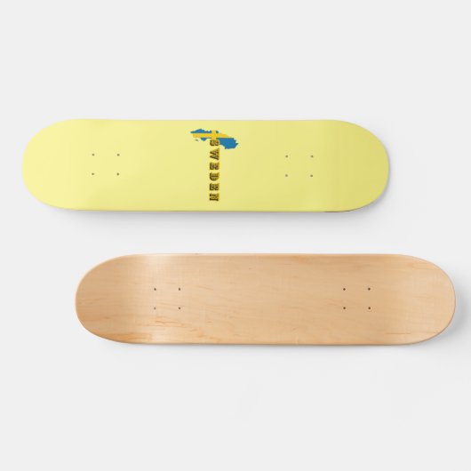 スウェモダンーデンのアートレターマップ国旗の土産 スケートボード (横)