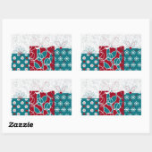 スウェモダンーデンレッドブルー包まれたホリデーギフト 長方形シール (シート)