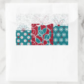 スウェモダンーデンレッドブルー包まれたホリデーギフト 長方形シール (バッグ)